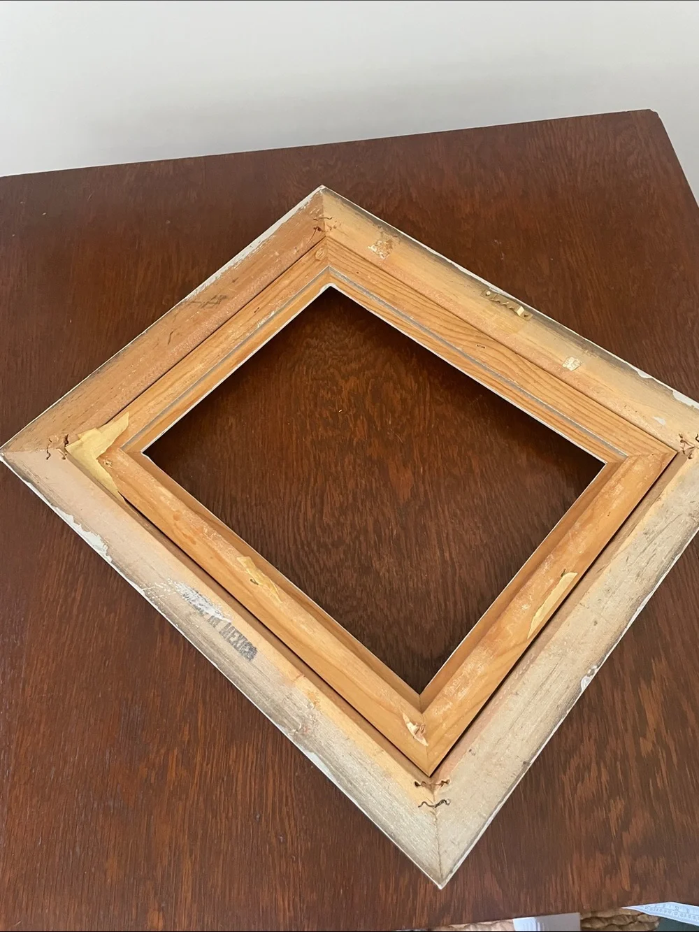 Distressed grey  Decorative Wood Picture Frame - open